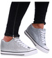 Srebrne trampki sneakersy na niskim koturnie /A10-2 16548 G8-61/