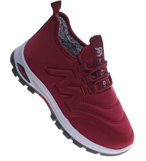 Ocieplane buty chłopięce sportowe Bordowe /B5-3 18160 T336/