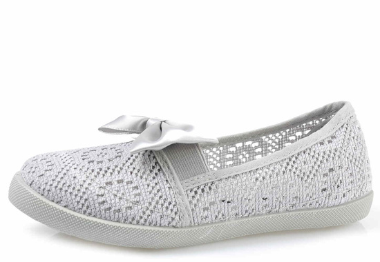 Ażurowe dziewczęce balerinki jak trampki SZARE /F10-2 1953 S195/