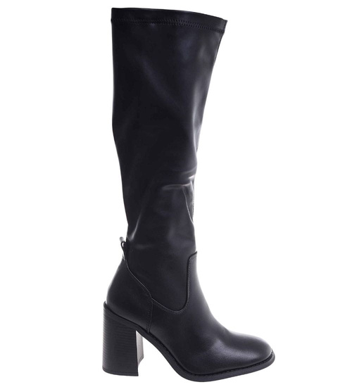  Klasyczne kozaki na obcasie czarne lekko ocieplane /K3-2 H2 18520 T433/