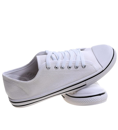 Trampki męskie z tkaniny klasyczne białe /e2-1 13758 T291/