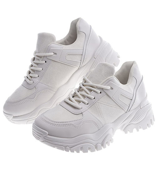 Wiązane sportowe buty damskie beżowe /F1-2 13170 T499/