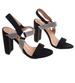 Czarne damskie sandały na słupku z cyrkoniami /B2-1 16084 G18-45/