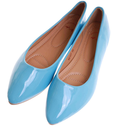 Niebieskie klasyczne baleriny damskie /G5-2 17745 W088/