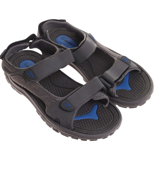 Szare lekkie sandały męskie na rzepy /A1-1 17909 T289/