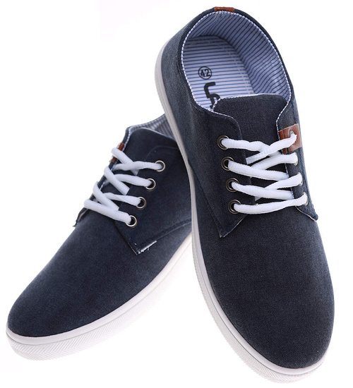 Granatowe sznurowane trampki męskie /e2-2 3502 T450/