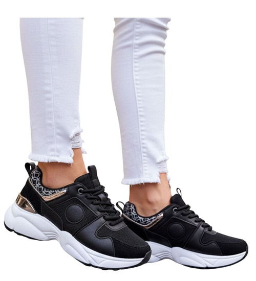 Sznurowane czarne buty sportowe /D7-1 15796 T293/