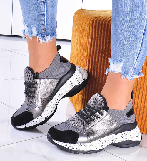 Wsuwane sportowe buty damskie Szare /G9-3 11118 T228/