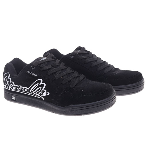 Sznurowane czarne trampki damskie z napisem ost507