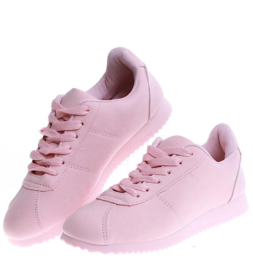 Wiązane różowe buty sportowe /E3-2 16155 S195/