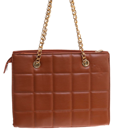 Karmelowa torebka kuferek z łańcuszkiem i paskiem /H2 K27 TB674 G195/