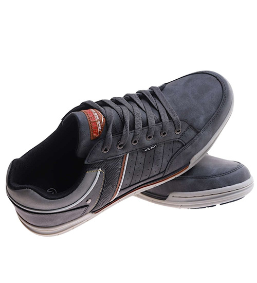 Sznurowane męskie szare trampki nadwymiar /B8-3 17479 T782/