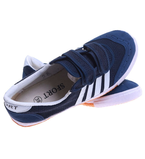 Chłopięce granatowe trampki halówki na rzep /A4-1 17642 T137/