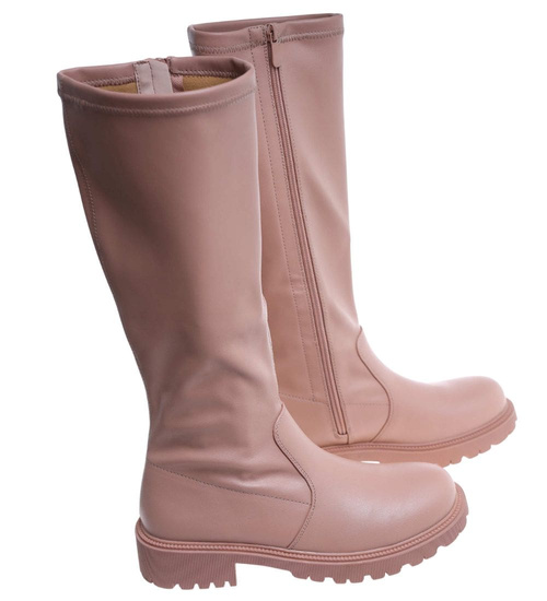 Kozaki damskie z suwakiem Khaki /A5-1 18153 T397/