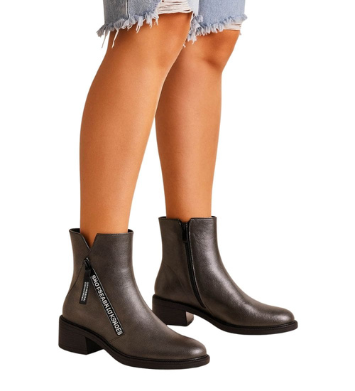 Metaliczne botki z wysoką cholewką /A5-2 18078 T333/