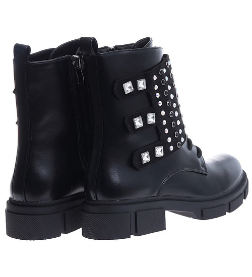 Czarne botki workery z dżetami /G8-3 15134 T431/