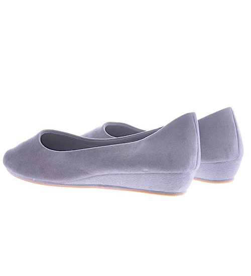 Damskie szare balerinki na niskim koturnie /D2-2 12558 T218/