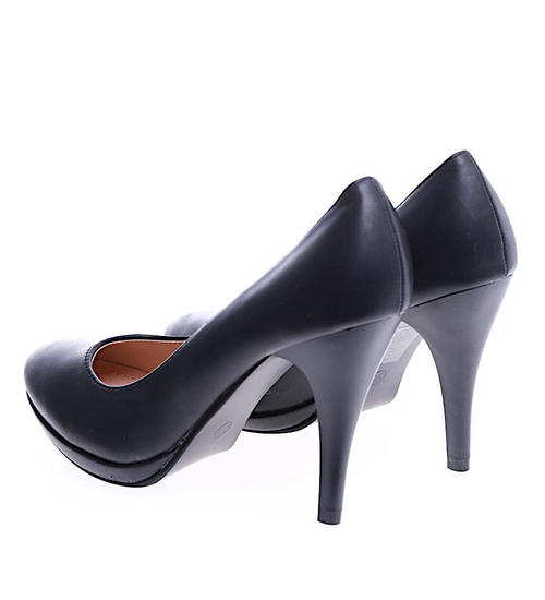 Czarne szpilki czółenka na obcasie/F10-2 14652 T282/