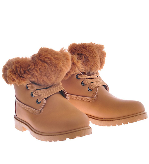 Kamelowe dziewczęce trapery z futerkiem /D6-2 12736 T492/