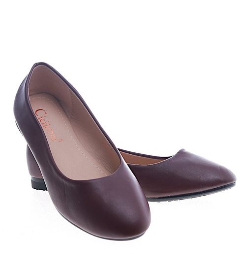 Bordowe baleriny damskie /A7-2 13357 T192/