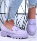 Wsuwane fioletowe półbuty loafersy damskie na platformie /c2-1 15800 T223/