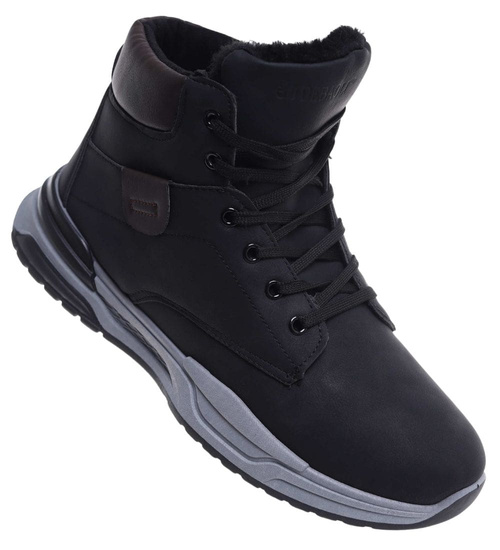 Czarne męskie buty trekkingowe z wysoką cholewką /B4-1 15258 T522/