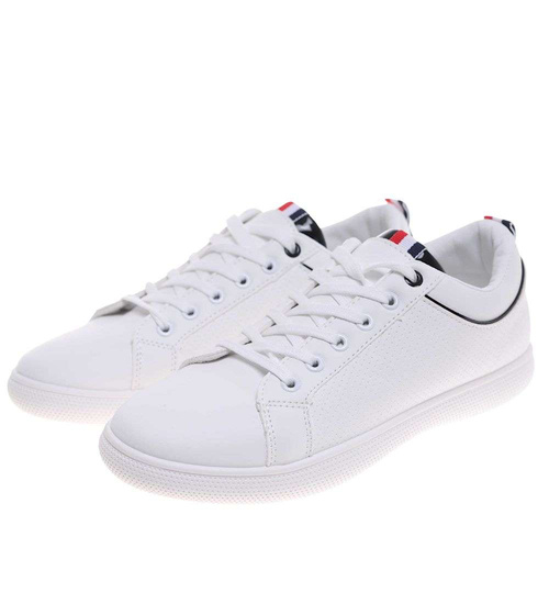 Białe męskie trampki sznurowane /G8-3 18679 T391/