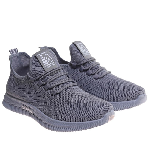 Wkładane męskie szare buty sportowe /C4-1 17997 GF285 +h2/
