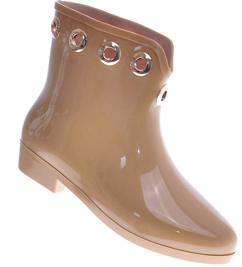 Beżowe kalosze damskie z krótką cholewką /F5-1 12404 S289/