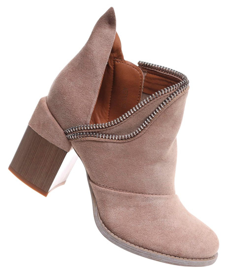 Damskie botki na stabilnym obcasie Khaki 2 gatunek ost510