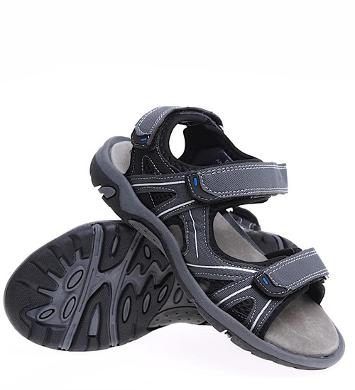 Szare chłopięce sandały na rzepy /A8-3 16507  T3/