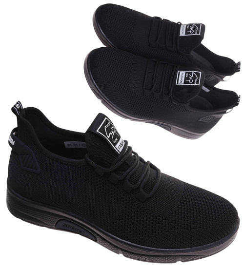 Wsuwane ażurowe czarne męskie buty sportowe /G9-1 17998 GF285 +H2/