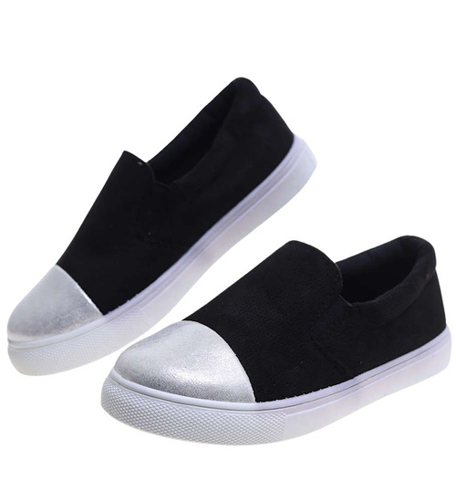 Czarne wsuwane trampki dziewczęce slip on /E5-2 13683  T004/