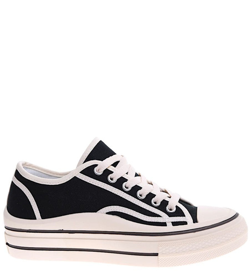 Czarne trampki damskie na platformie /A1-2 13961 S261/