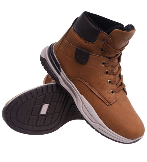 Camelowe męskie buty trekkingowe z wysoką cholewką /F1-1 15020 T522/