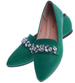 Zielone balerinki lordsy z kamieniami /D6-1 14112 T2/