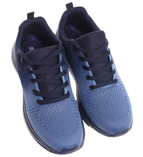 Sznurowane męskie granatowe buty sportowe /D1-3 18008 GF483/
