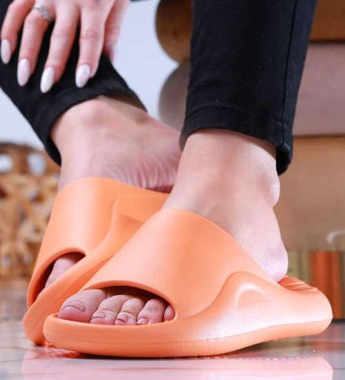 Designerskie pomarańczowe klapki na basen /G9-1 13836 S2/