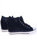 Ażurowe granatowe damskie trampki snekaersy na koturnie /C2-1 16174 T175/