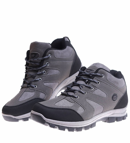 Szare męskie sportowe buty trekkingowe /F1-2 17139 T483/