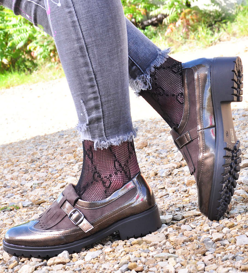 Damskie półbuty damskie khaki /B7-4 12590 T213/