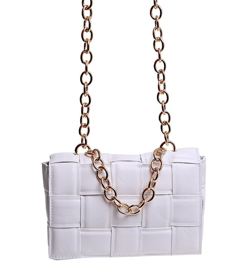 Ecru torebka listonoszka- kuferek z łańcuszkiem /H2-K12 TB536  M235/