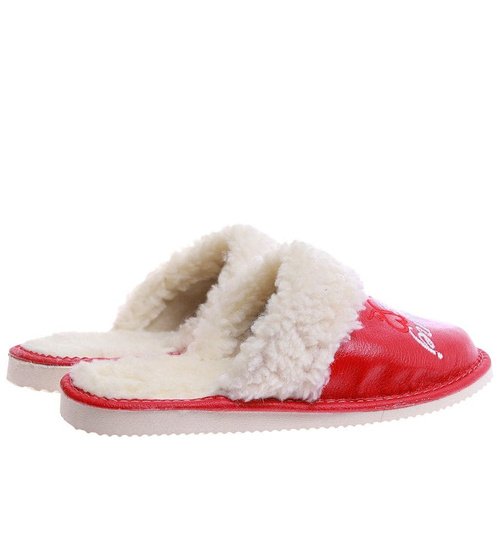 Czerwone ocieplane kapcie na Dzień Babci /F8-1 7376 S197/