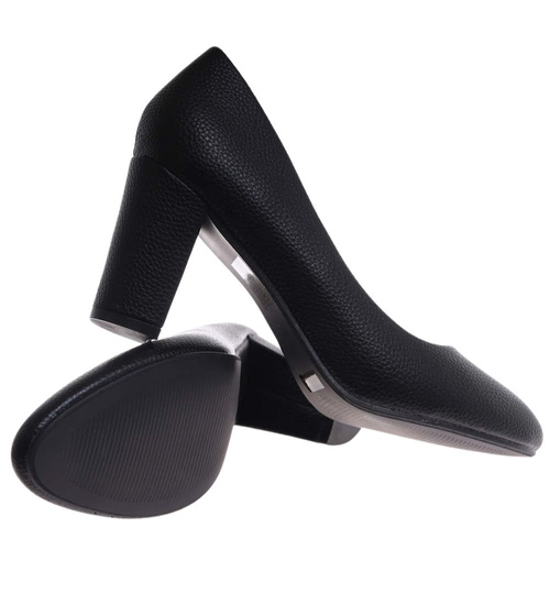 Czarne czółenka na słupku / H2 D8-2 17749 G157/