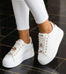 Białe sznurowane damskie trampki na platformie /B5-3 16211  T535/