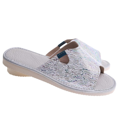 Odkryte kapcie damskie Srebrne /B3-1 17647 S165/