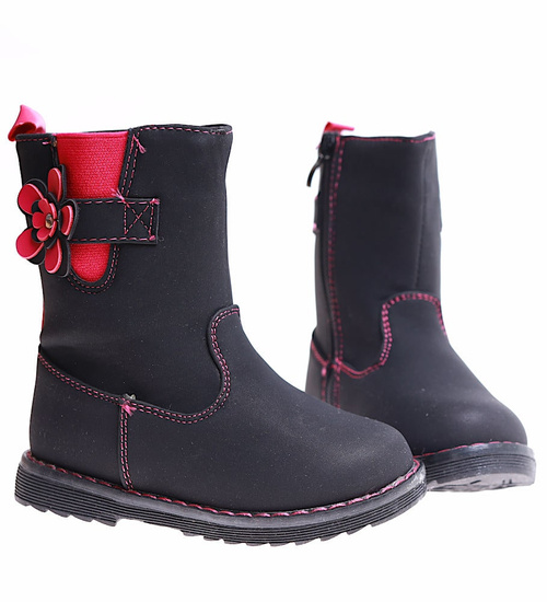 Ocieplane czarne kozaki dziewczęce /A4-2 17144 T198/