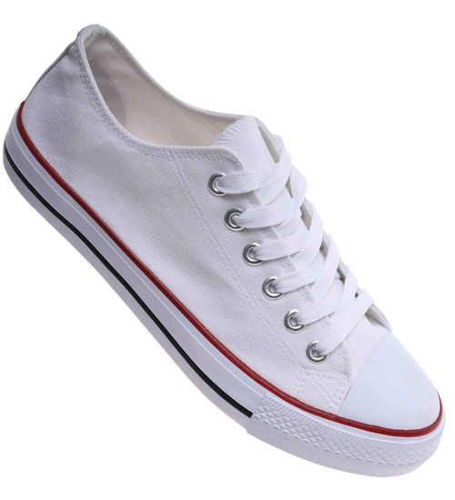 Trampki męskie Sznurowane białe z tkaniny /B7-3 18062 T233/