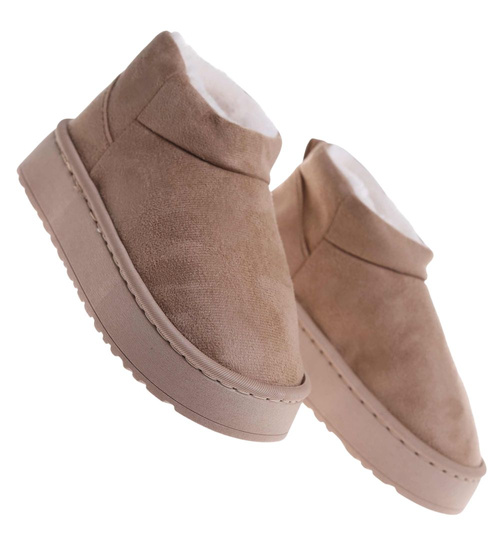 Kozaki śniegowce krótkie beżowe ocieplane /F10-1 18350 T266/