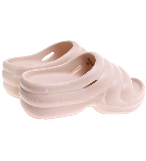 Plażowe beżowe klapki basenowe na platformie /C7-1 17700  G181/